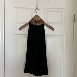 Ralph Lauren black label cashmere beaded halterneck